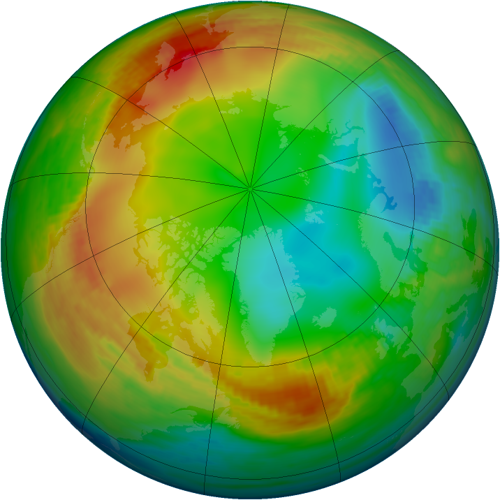 Arctic ozone map for 27 December 1981